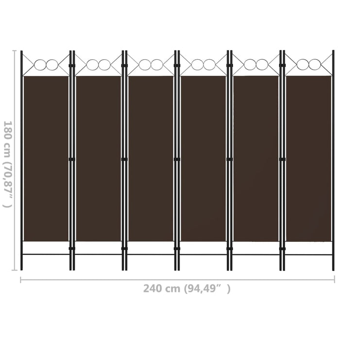 Paravan de cameră cu 6 panouri, maro, 240 x 180 cm - WALTI WALTI