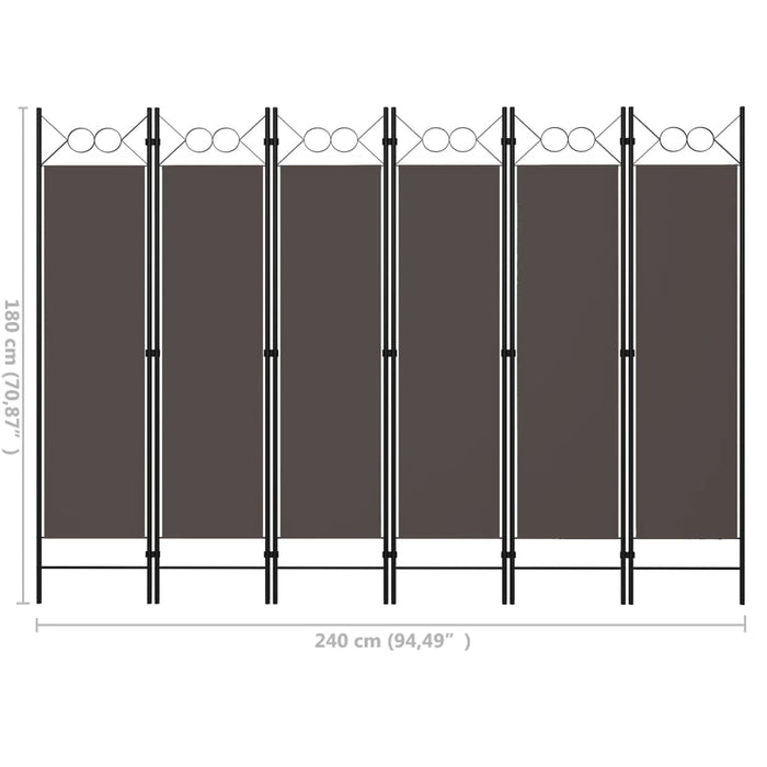 Paravan de cameră cu 6 panouri, antracit, 240 x 180 cm - WALTI WALTI