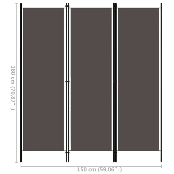 Paravan de cameră cu 3 panouri, antracit, 150 x 180 cm - WALTI WALTI