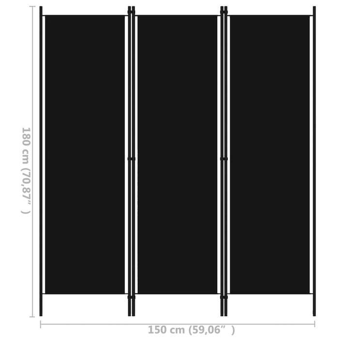 Paravan de cameră cu 3 panouri, negru, 150 x 180 cm - WALTI WALTI