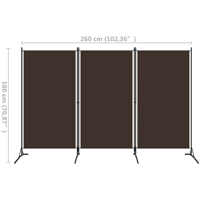 Paravan de cameră cu 3 panouri, maro, 260 x 180 cm, textil - WALTI WALTI
