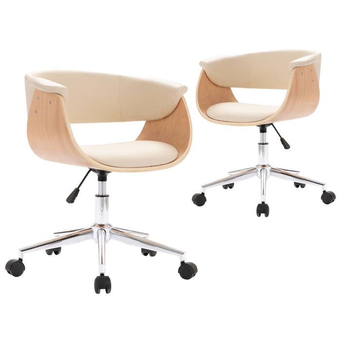 Scaune de bucătărie pivotante, 2 buc., crem, piele artificială WALTI