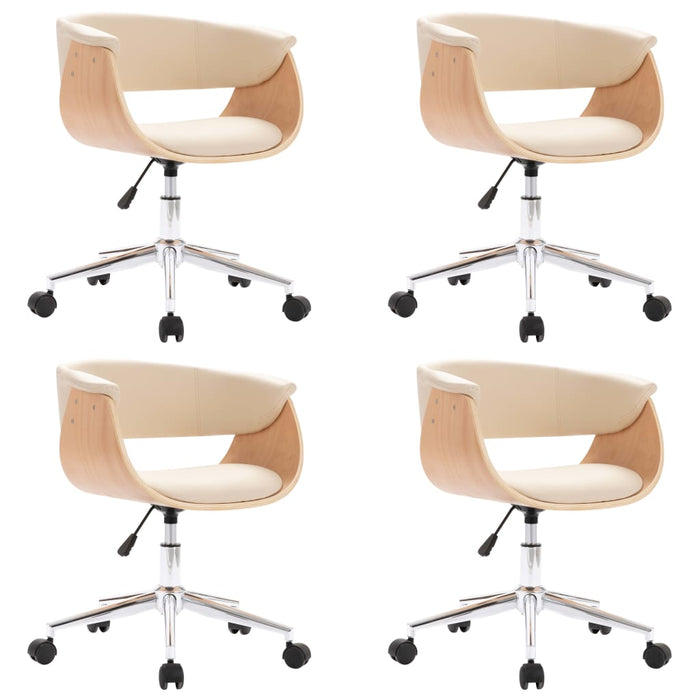 Scaune de sufragerie pivotante 4 buc. crem piele artificială WALTI