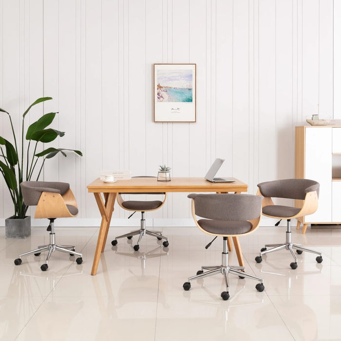Scaune de bucătărie pivotante, 4 buc., gri taupe, textil WALTI
