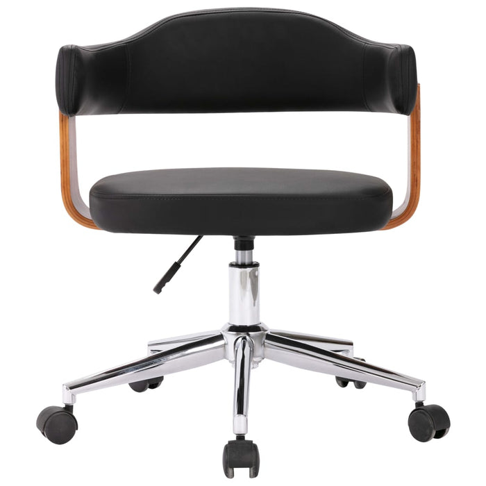 Scaune pivotante, 6 buc. negru, lemn curbat & piele ecologică WALTI