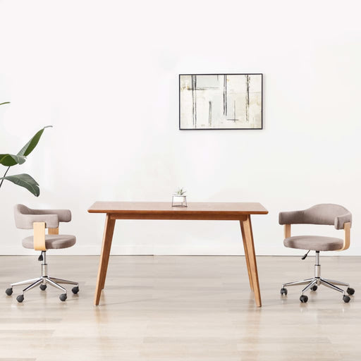 Scaune pivotante, 2 buc., gri taupe, lemn curbat & textil - WALTI WALTI