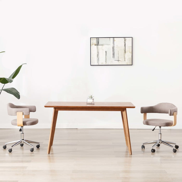 Scaune pivotante, 2 buc., gri taupe, lemn curbat & textil - WALTI WALTI