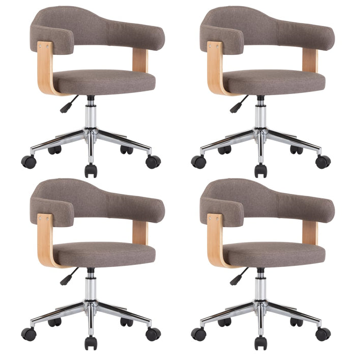 Scaune pivotante masă, 4 buc., gri taupe, lemn curbat & textil - WALTI WALTI