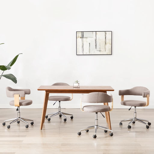 Scaune pivotante masă, 4 buc., gri taupe, lemn curbat & textil - WALTI WALTI