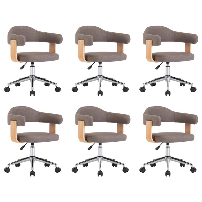 Scaune pivotante masă, 6 buc., gri taupe, lemn curbat & textil - WALTI WALTI