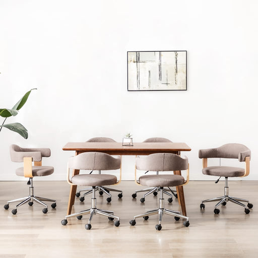 Scaune pivotante masă, 6 buc., gri taupe, lemn curbat & textil - WALTI WALTI
