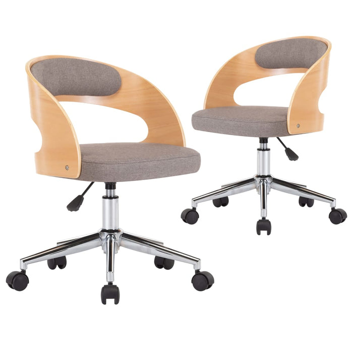 Scaune pivotante de masă 2 buc. gri taupe, lemn curbat & textil - WALTI WALTI