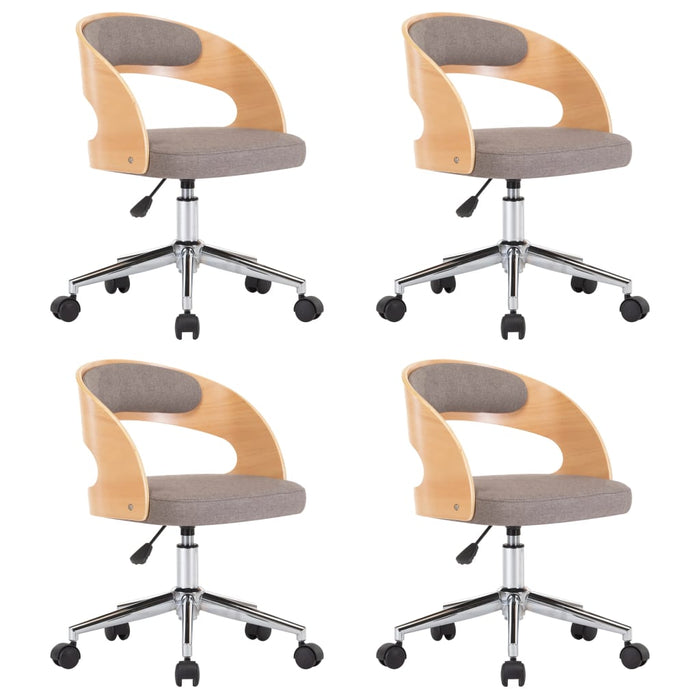 Scaune pivotante masă, 4 buc., gri taupe, lemn curbat & textil - WALTI WALTI