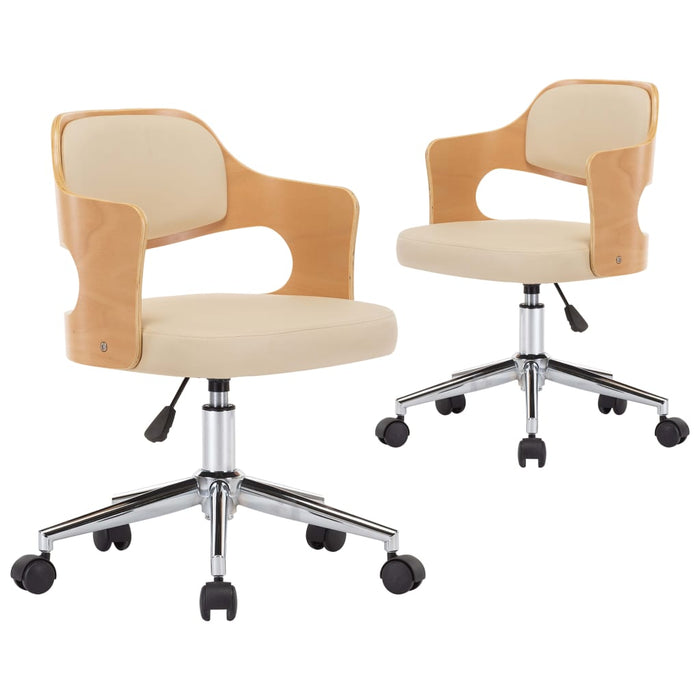 Scaune pivotante de masă, 2 buc., crem, lemn curbat & piele eco - WALTI WALTI