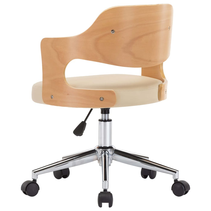 Scaune pivotante de masă, 2 buc., crem, lemn curbat & piele eco - WALTI WALTI