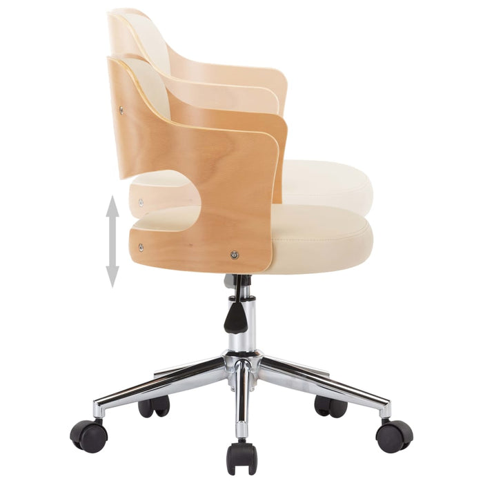 Scaune pivotante de masă, 2 buc., crem, lemn curbat & piele eco - WALTI WALTI
