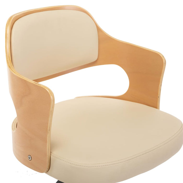 Scaune pivotante de masă, 2 buc., crem, lemn curbat & piele eco - WALTI WALTI