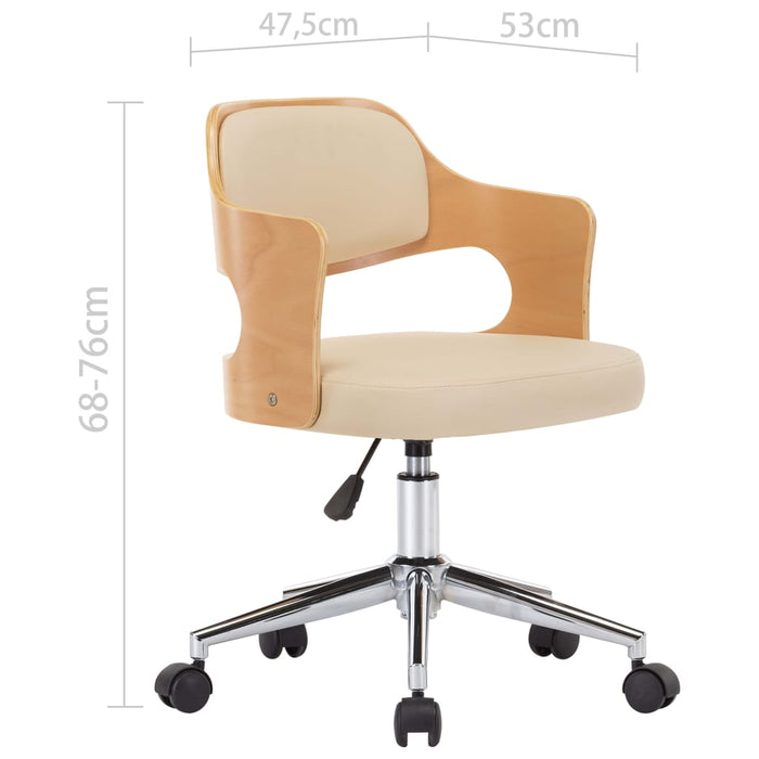 Scaune pivotante de masă, 2 buc., crem, lemn curbat & piele eco - WALTI WALTI