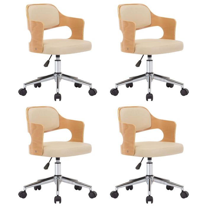 Scaune pivotante de masă, 4 buc., crem, lemn curbat & piele eco - WALTI WALTI