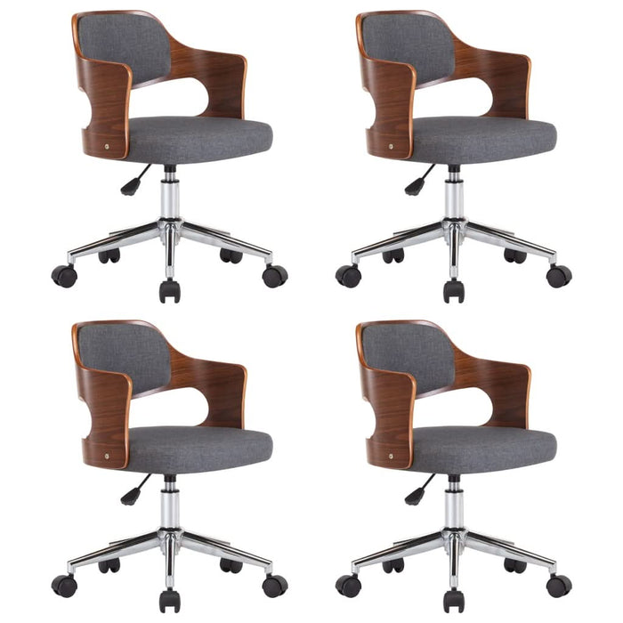 Scaune de bucătărie pivotante, 4 buc, gri, lemn curbat/textil WALTI