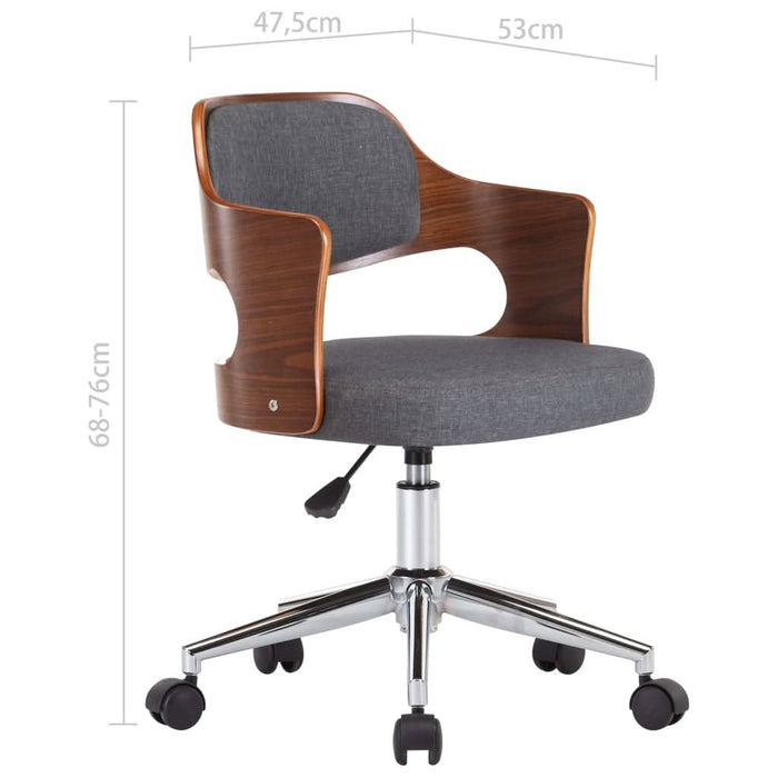 Scaune de bucătărie pivotante, 4 buc, gri, lemn curbat/textil WALTI