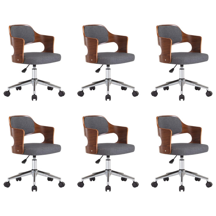 Scaune pivotante de masă, 6 buc., gri, lemn curbat și textil - WALTI WALTI