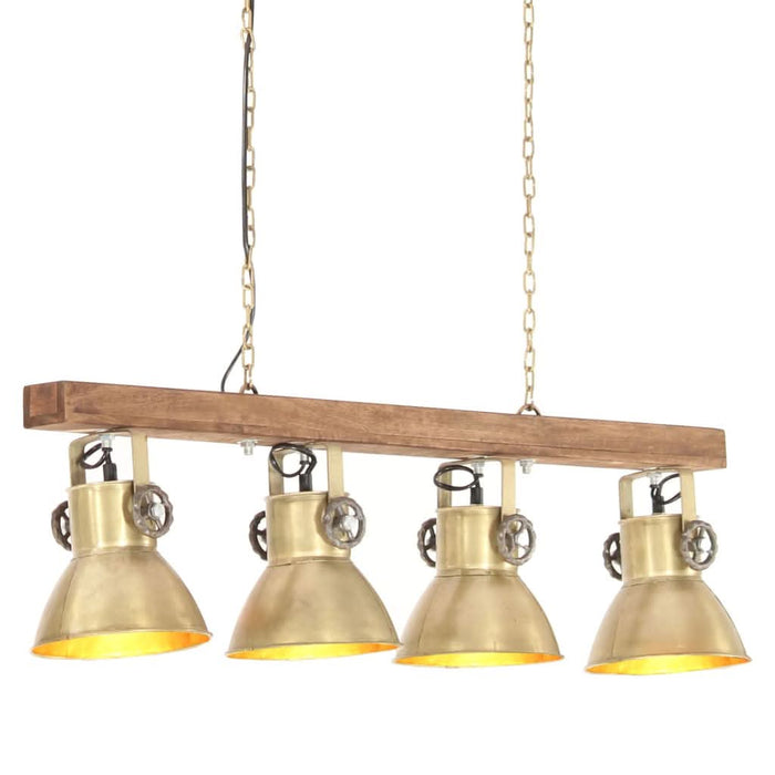 Lampă suspendată industrială, alamă, lemn de mango, E27 - WALTI WALTI