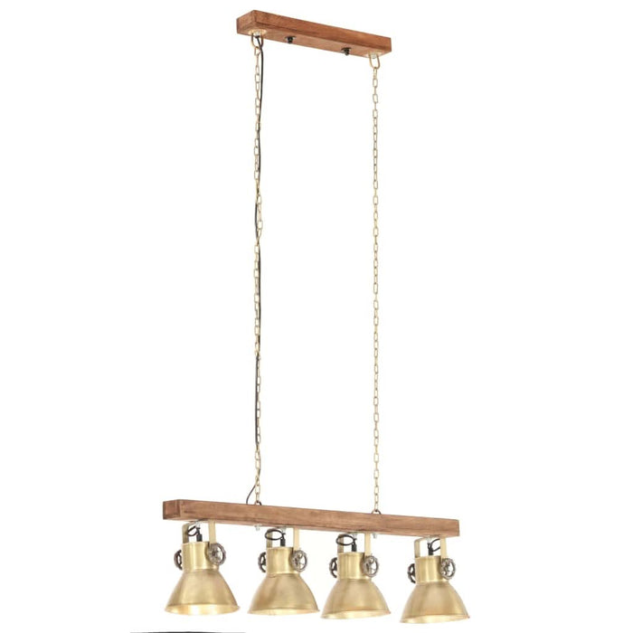 Lampă suspendată industrială, alamă, lemn de mango, E27 - WALTI WALTI