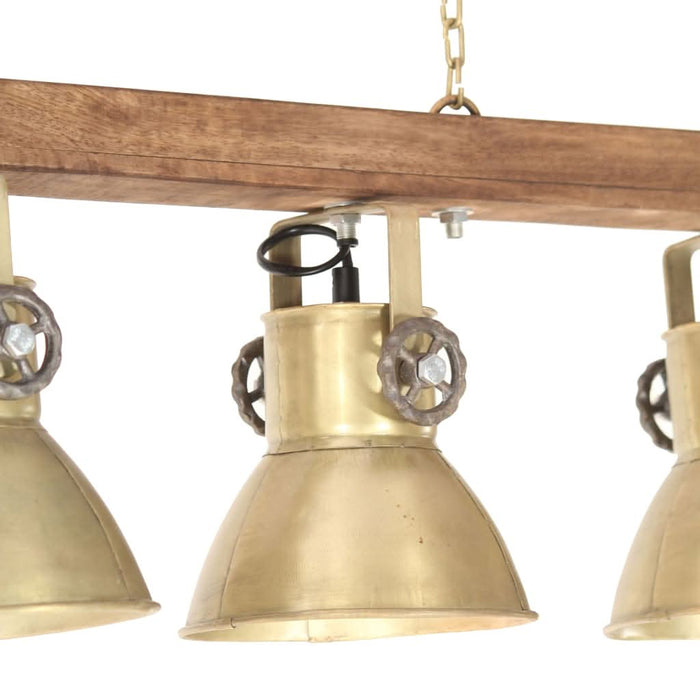 Lampă suspendată industrială, alamă, lemn de mango, E27 - WALTI WALTI