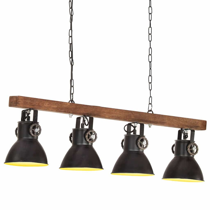Lampă suspendată industrială, negru, lemn de mango, E27 WALTI