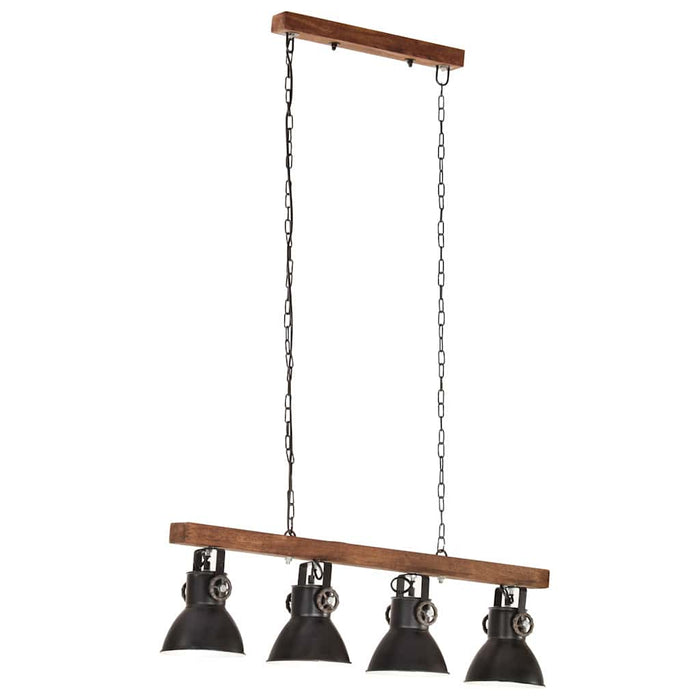 Lampă suspendată industrială, negru, lemn de mango, E27 WALTI