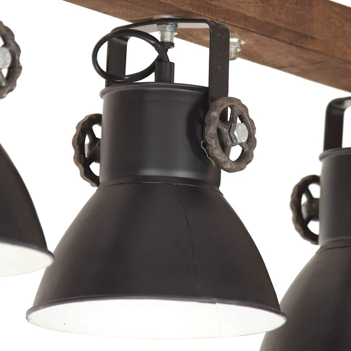 Lampă suspendată industrială, negru, lemn de mango, E27 WALTI