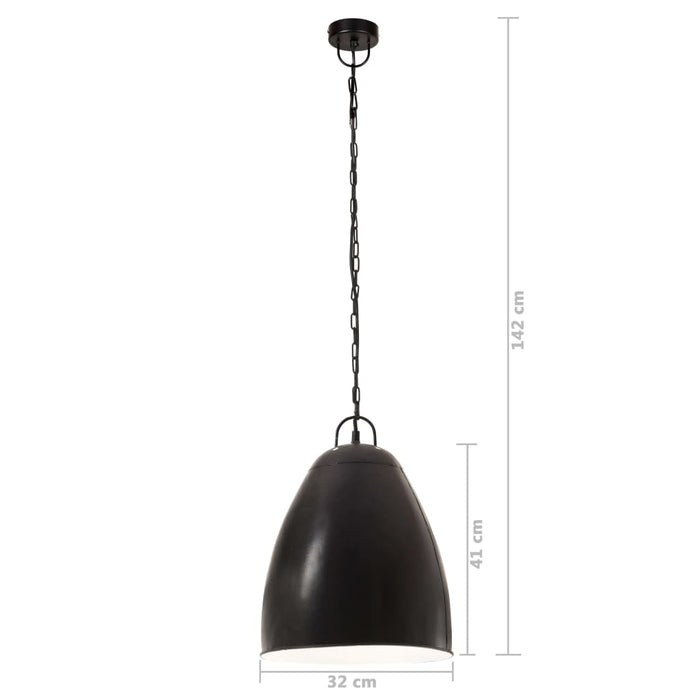 Lampă suspendată industrială, negru, 32 cm, E27, rotund, 25 W - WALTI WALTI
