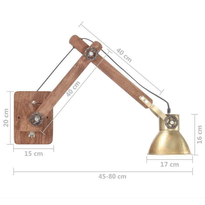 Lampă de perete, stil industrial, alamă, rotund, E27 WALTI