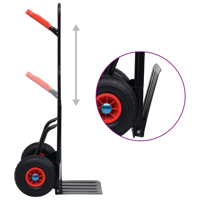 Cărucior telescopic manual, 200 kg, negru și roșu - WALTI WALTI