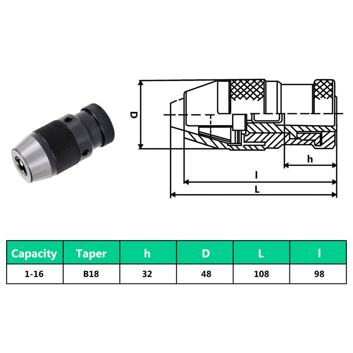 Mandrină cu eliberare rapidă MT3-B18, prindere de 16 mm - WALTI WALTI