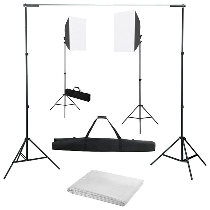 Kit studio foto cu lumini softbox și fundal WALTI