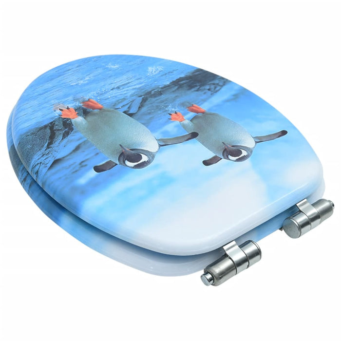 Capac WC cu închidere silențioasă, MDF, model pinguini - WALTI WALTI