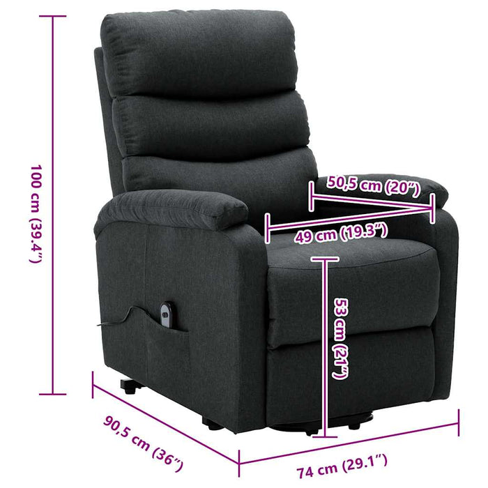 Fotoliu cu ridicare, gri închis, textil WALTI