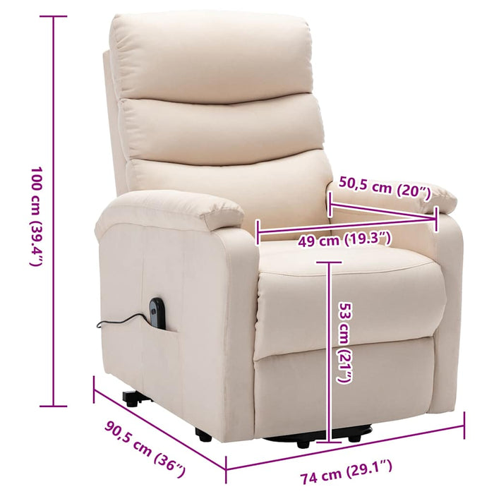 Fotoliu cu ridicare, crem, material textil WALTI