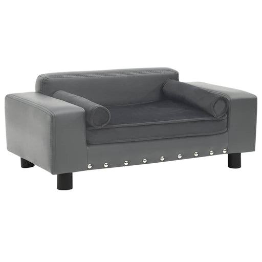 Canapea pentru câini, gri, 81x43x31 cm, pluș & piele ecologică - WALTI WALTI