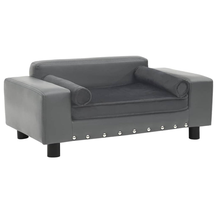 Canapea pentru câini, gri, 81x43x31 cm, pluș & piele ecologică - WALTI WALTI