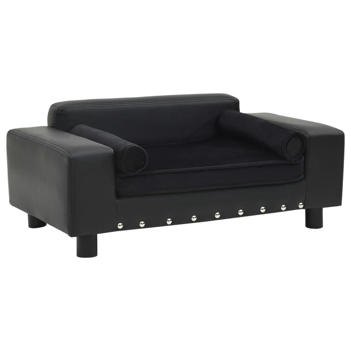 Canapea pentru câini, negru, 81x43x31cm, pluș & piele ecologică WALTI