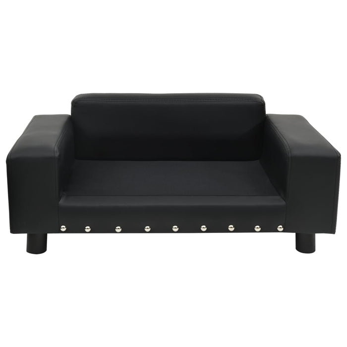Canapea pentru câini, negru, 81x43x31cm, pluș & piele ecologică WALTI