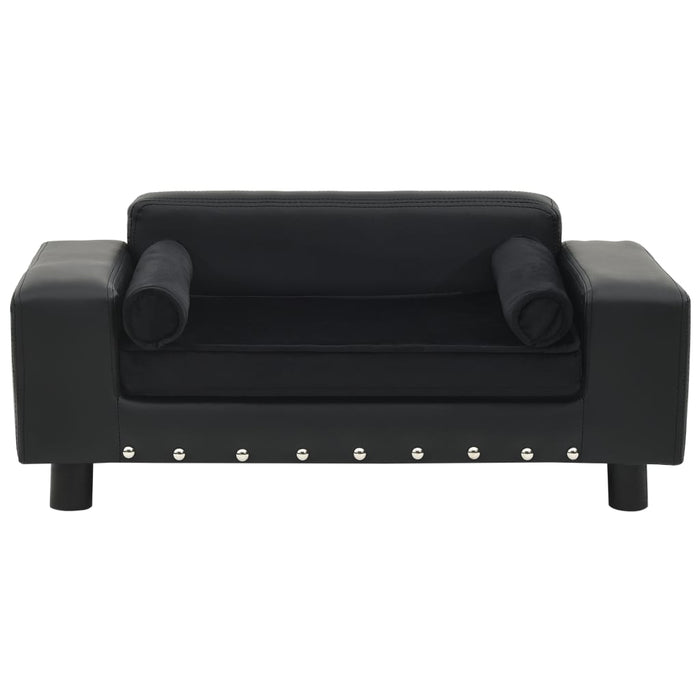 Canapea pentru câini, negru, 81x43x31cm, pluș & piele ecologică WALTI