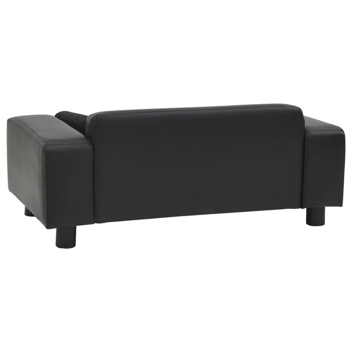 Canapea pentru câini, negru, 81x43x31cm, pluș & piele ecologică WALTI