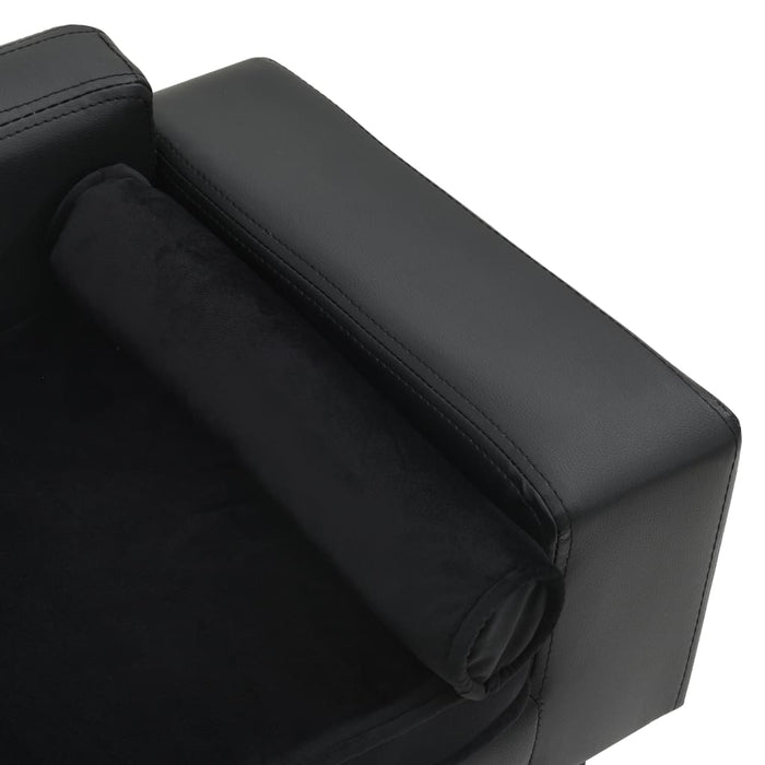 Canapea pentru câini, negru, 81x43x31cm, pluș & piele ecologică WALTI
