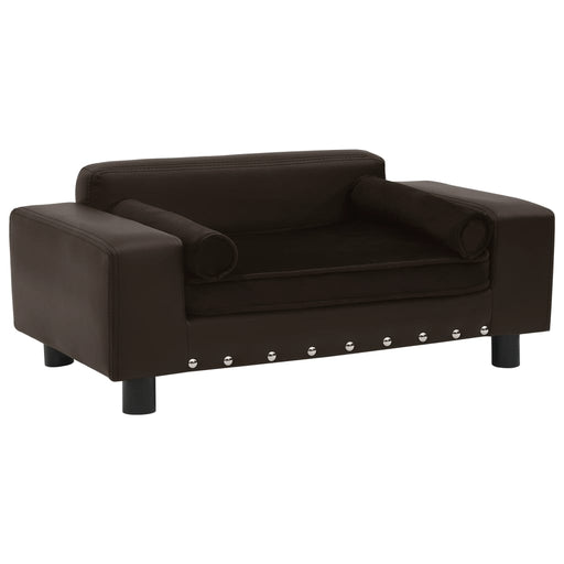 Canapea pentru câini, maro, 81x43x31cm, pluș & piele ecologică - WALTI WALTI