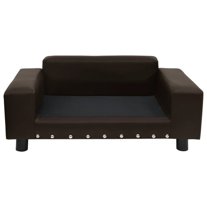 Canapea pentru câini, maro, 81x43x31cm, pluș & piele ecologică - WALTI WALTI
