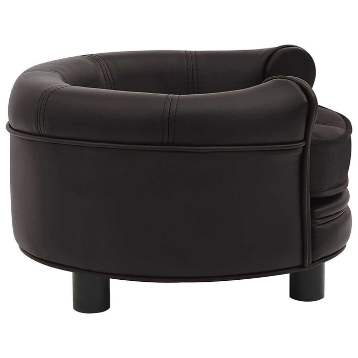 Canapea pentru câini, maro, 48x48x32 cm, pluș & piele ecologică - WALTI WALTI